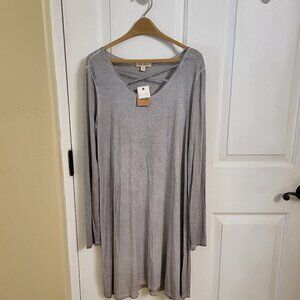ULTRA FLIRT Gray Vintage Wash Long Sleeve Dress MEDIUM